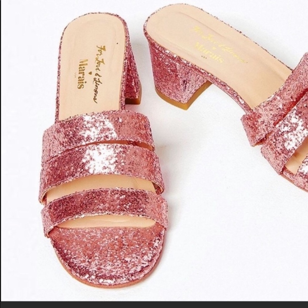 FOR LOVE AND LEMONS Marais June Glitter Mule Heels